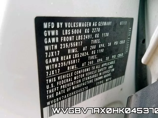 WVGBV7AX0HK045370 фото 2
