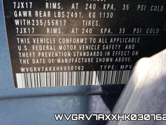WVGRV7AXXHK030762 фото 2