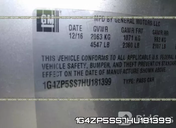 1G4ZP5SS7HU181399 фото 10