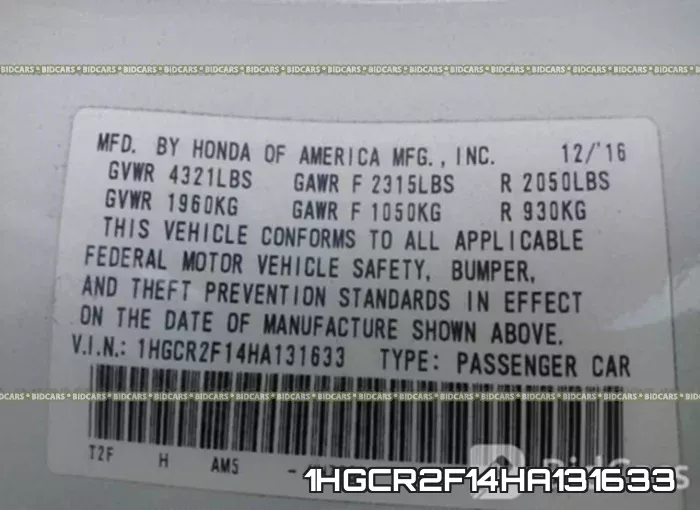 1HGCR2F14HA131633 фото 10
