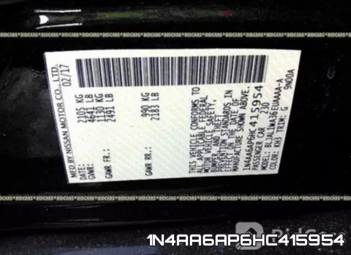 1N4AA6AP6HC415954 фото 10