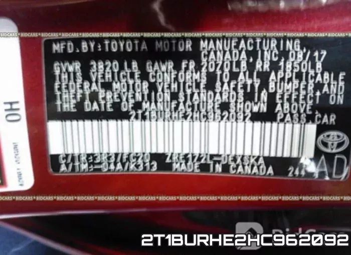2T1BURHE2HC962092 фото 10