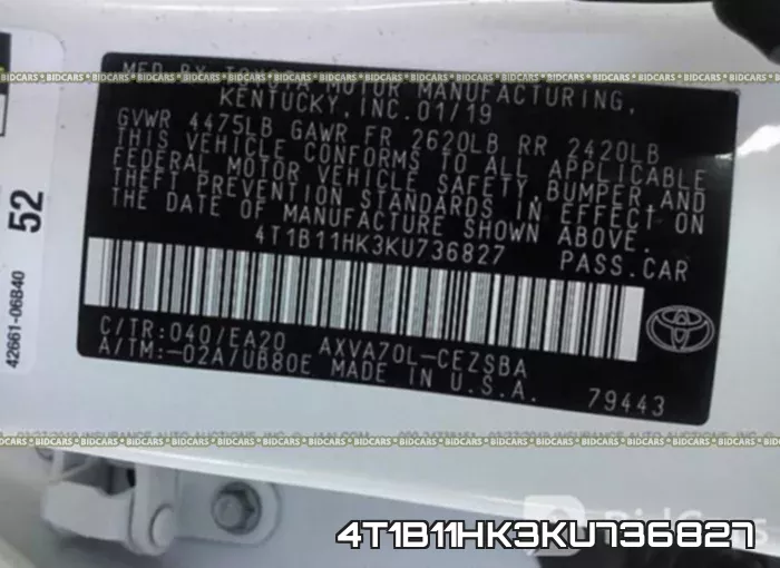 4T1B11HK3KU736827 фото 10