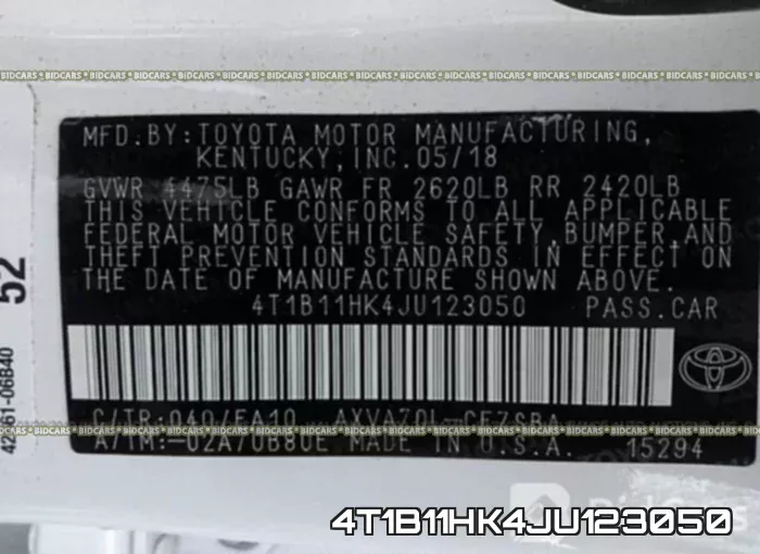 4T1B11HK4JU123050 фото 10