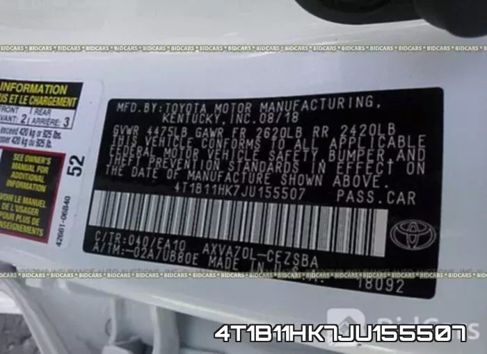 4T1B11HK7JU155507 фото 10
