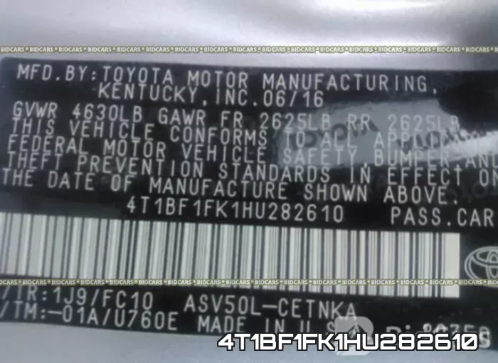 4T1BF1FK1HU282610 фото 10