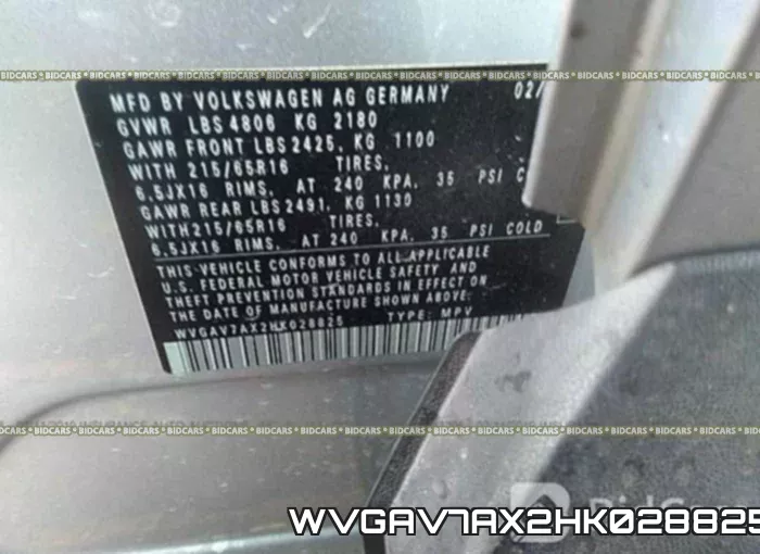 WVGAV7AX2HK028825 фото 10