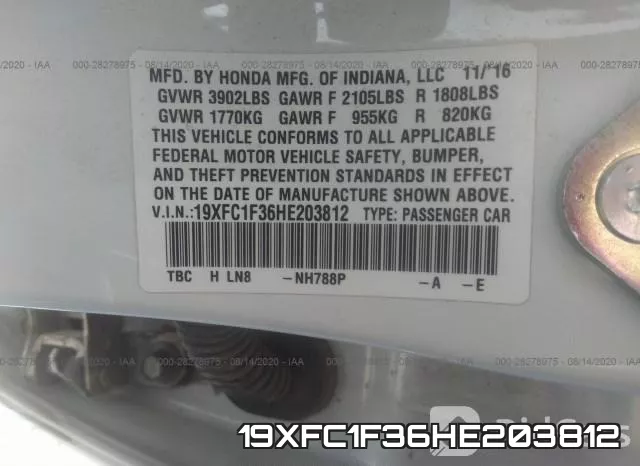 19XFC1F36HE203812 фото 10