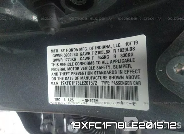 19XFC1F78LE201572 фото 10
