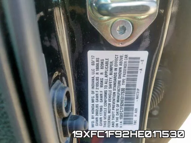 19XFC1F92HE017530 фото 2