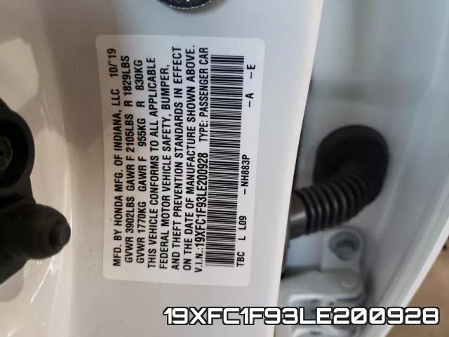 19XFC1F93LE200928 фото 2
