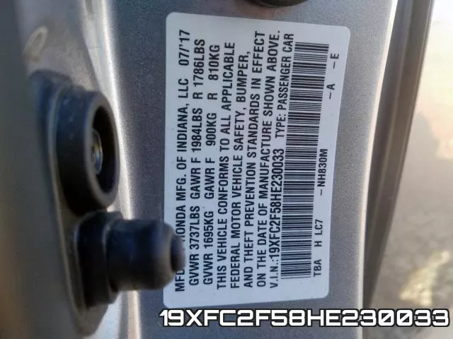 19XFC2F58HE230033 фото 2