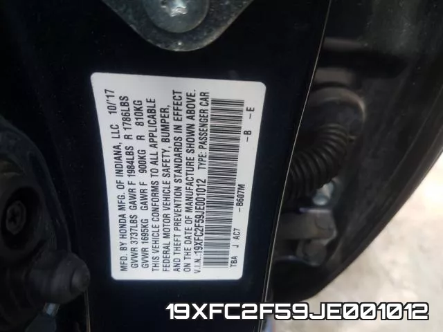 19XFC2F59JE001012 фото 2