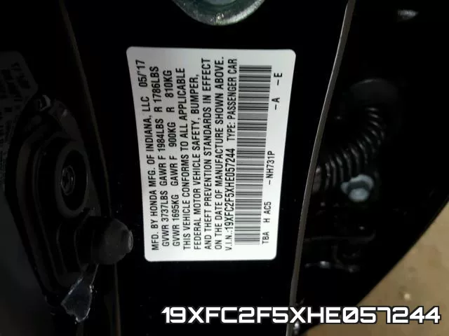 19XFC2F5XHE057244 фото 2
