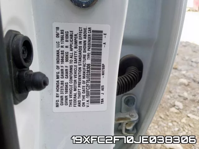 19XFC2F70JE038306 фото 2