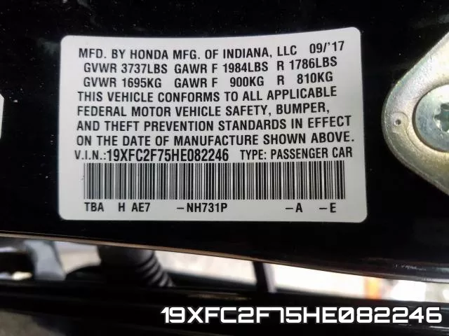 19XFC2F75HE082246 фото 2