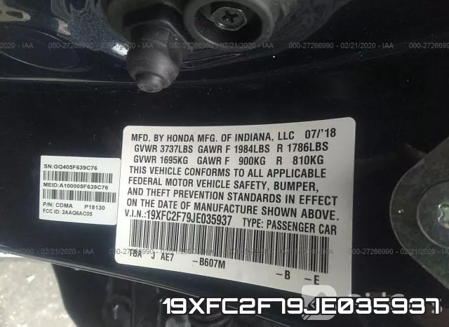 19XFC2F79JE035937 фото 10