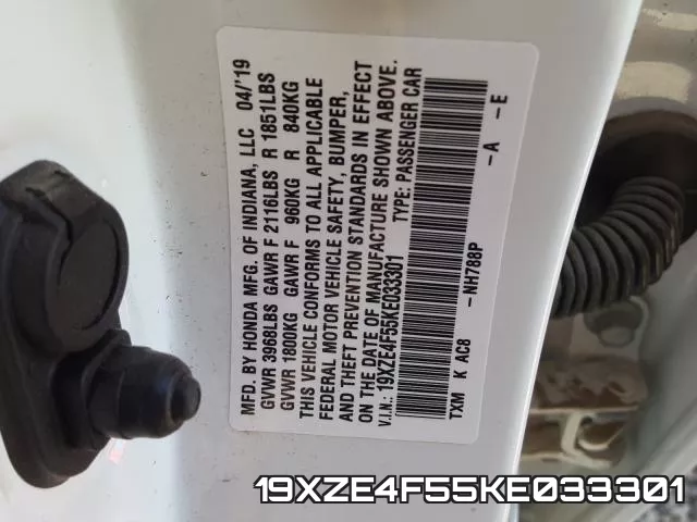 19XZE4F55KE033301 фото 2