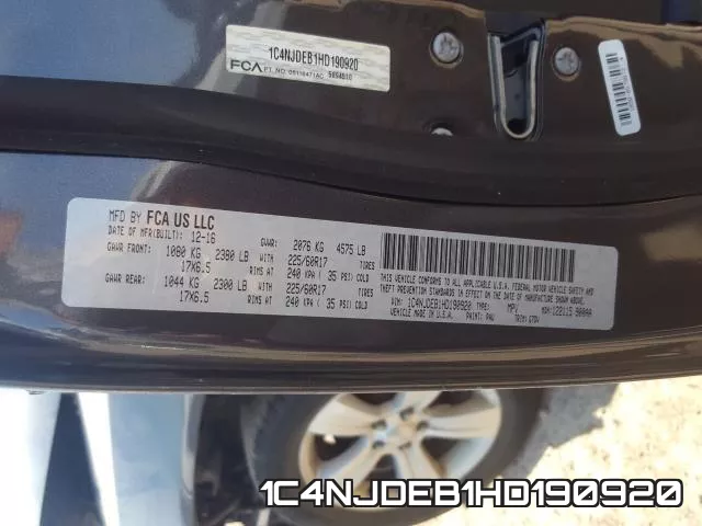 1C4NJDEB1HD190920 фото 2