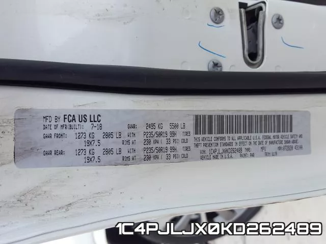 1C4PJLJX0KD262489 фото 2