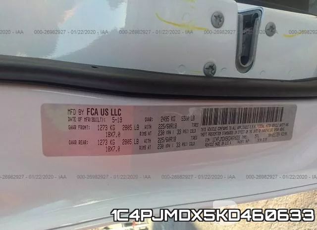 1C4PJMDX5KD460633 фото 10