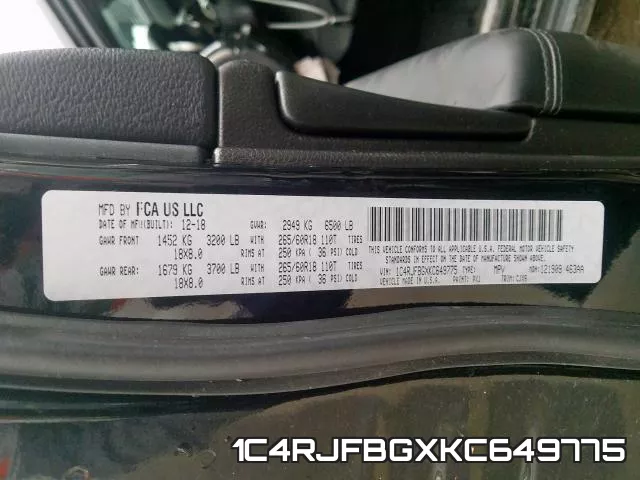 1C4RJFBGXKC649775 фото 2