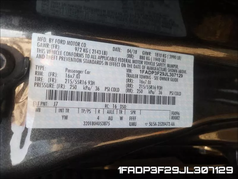 1FADP3F29JL307129 фото 2