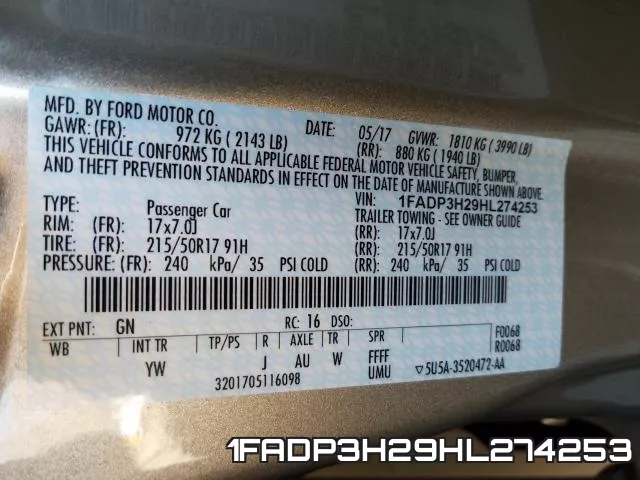 1FADP3H29HL274253 фото 2