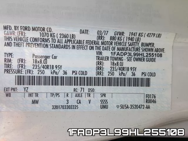 1FADP3L99HL255108 фото 2