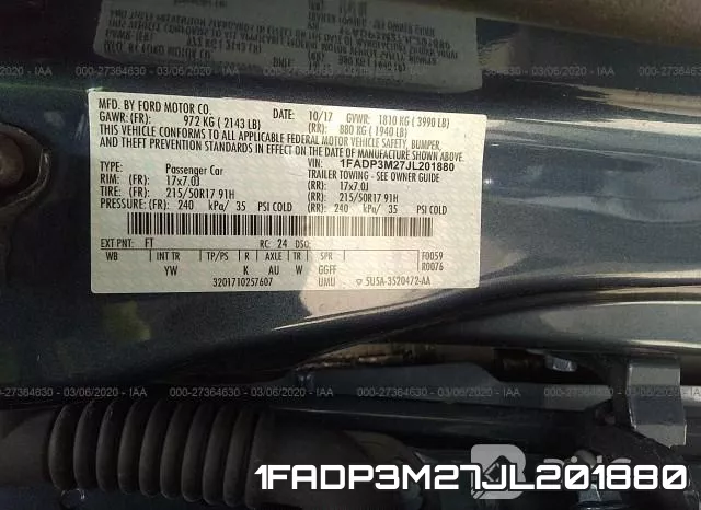 1FADP3M27JL201880 фото 10