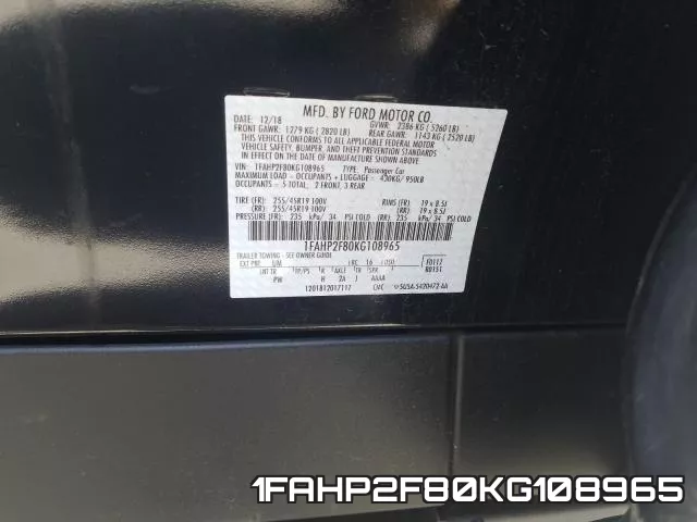1FAHP2F80KG108965 фото 2