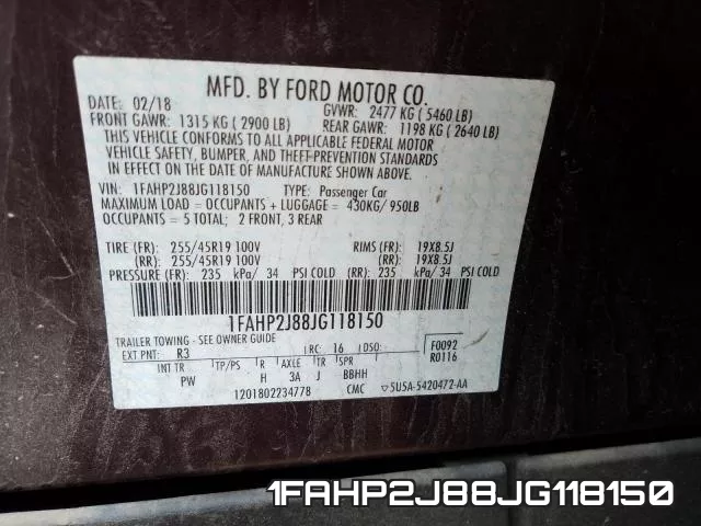 1FAHP2J88JG118150 фото 2