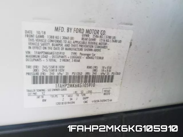 1FAHP2MK6KG105910 фото 2