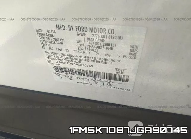 1FM5K7D87JGA90745 фото 10