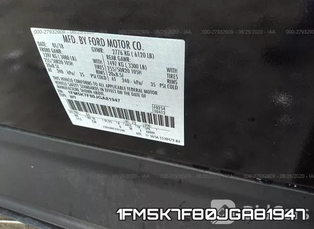 1FM5K7F80JGA81947 фото 10