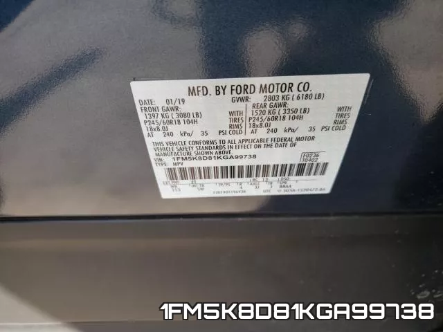 1FM5K8D81KGA99738 фото 2