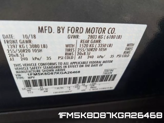 1FM5K8D87KGA26468 фото 2