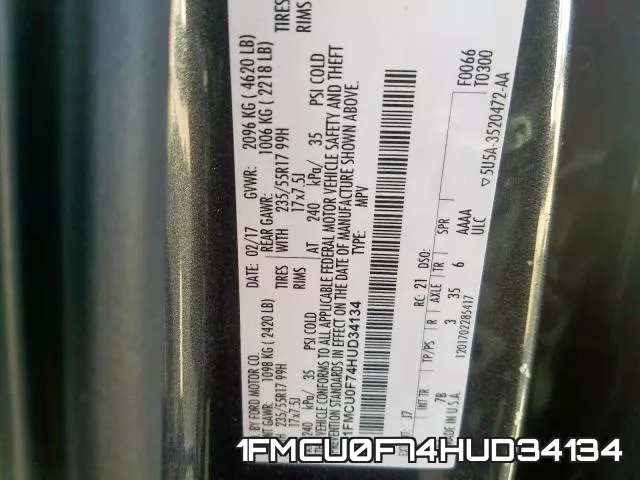 1FMCU0F74HUD34134 фото 2