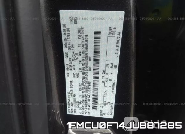 1FMCU0F74JUB87285 фото 10