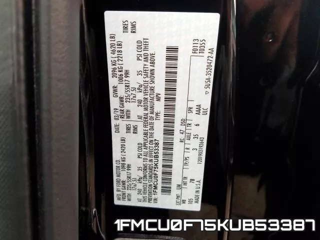 1FMCU0F75KUB53387 фото 2