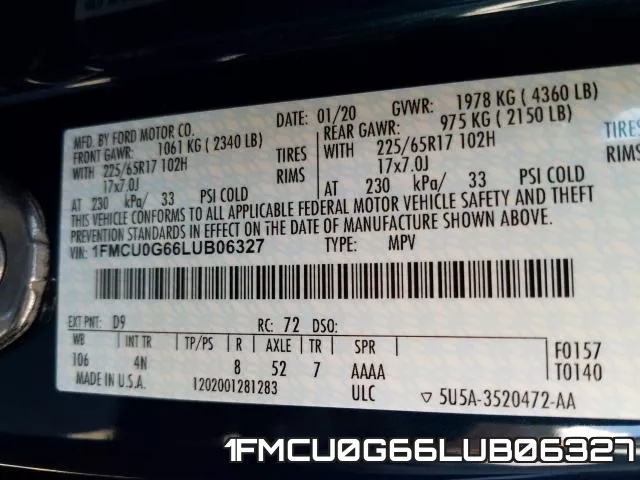 1FMCU0G66LUB06327 фото 2