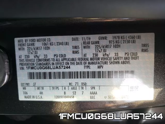 1FMCU0G68LUA57244 фото 2