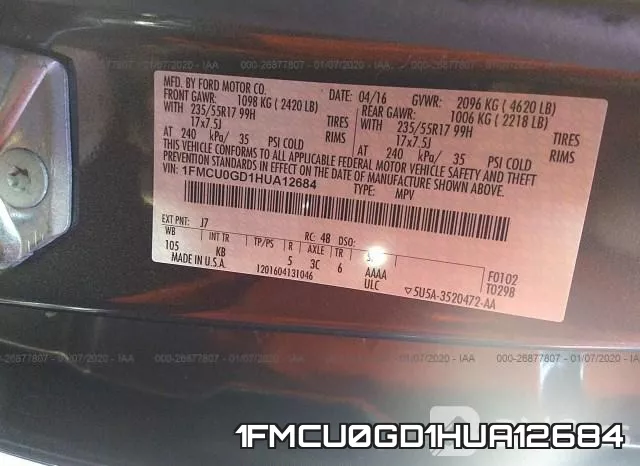 1FMCU0GD1HUA12684 фото 10