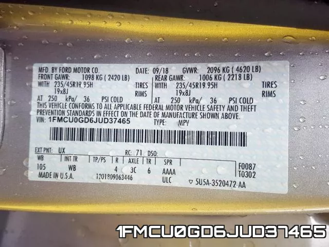 1FMCU0GD6JUD37465 фото 2