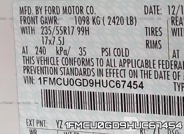 1FMCU0GD9HUC67454 фото 10