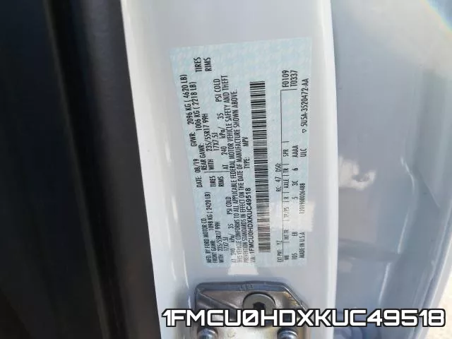 1FMCU0HDXKUC49518 фото 2