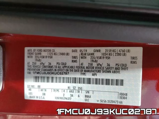 1FMCU0J93KUC02787 фото 2