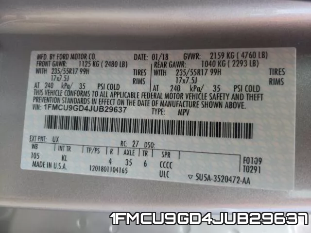 1FMCU9GD4JUB29637 фото 2