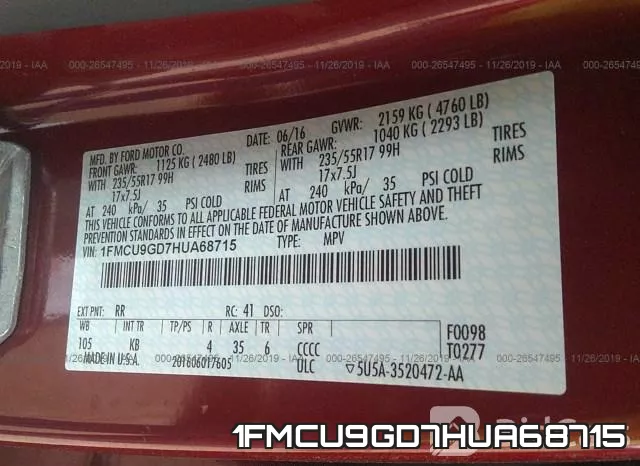 1FMCU9GD7HUA68715 фото 10