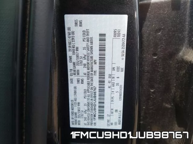 1FMCU9HD1JUB98767 фото 2